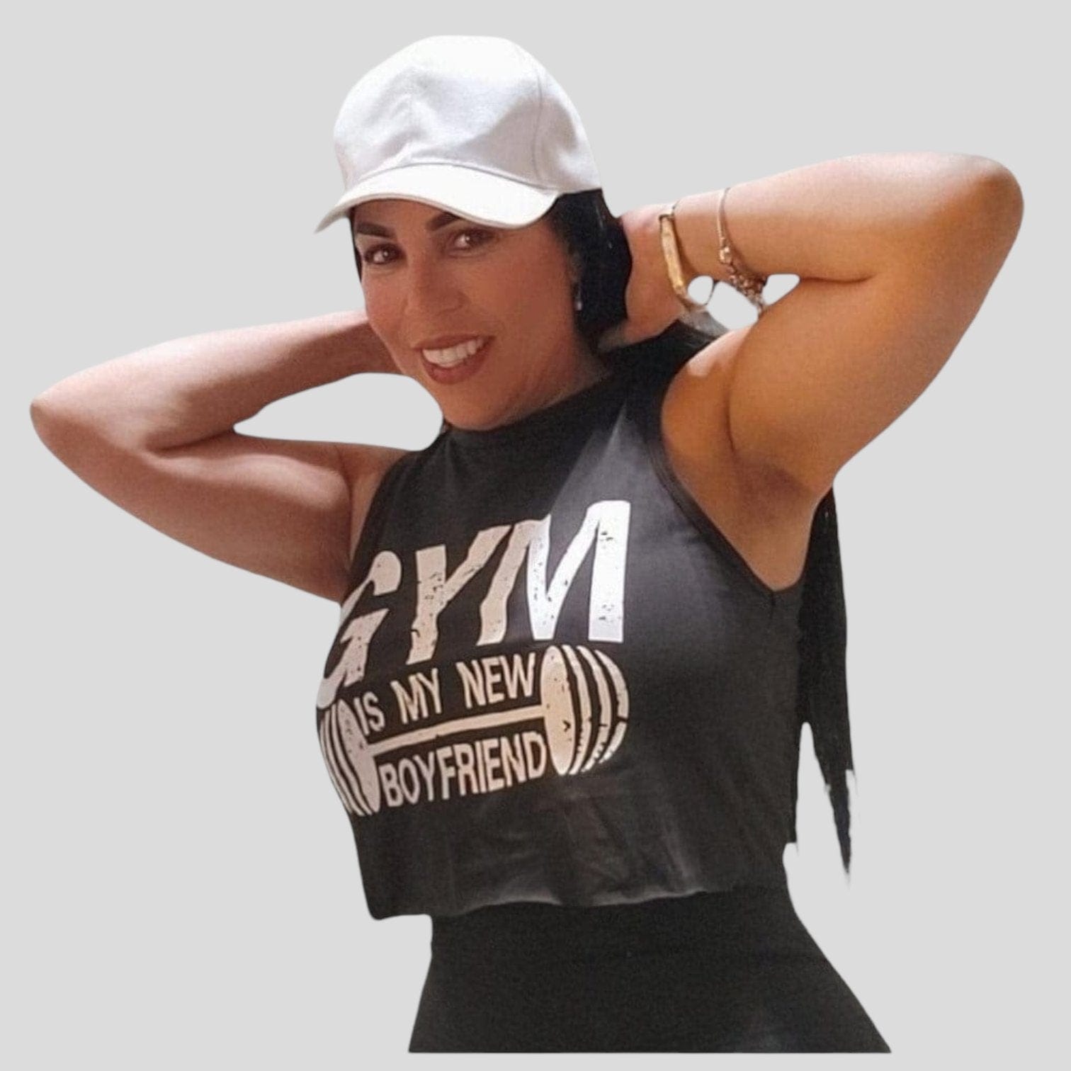 Black sleeveless sports t-shirt with the saying 