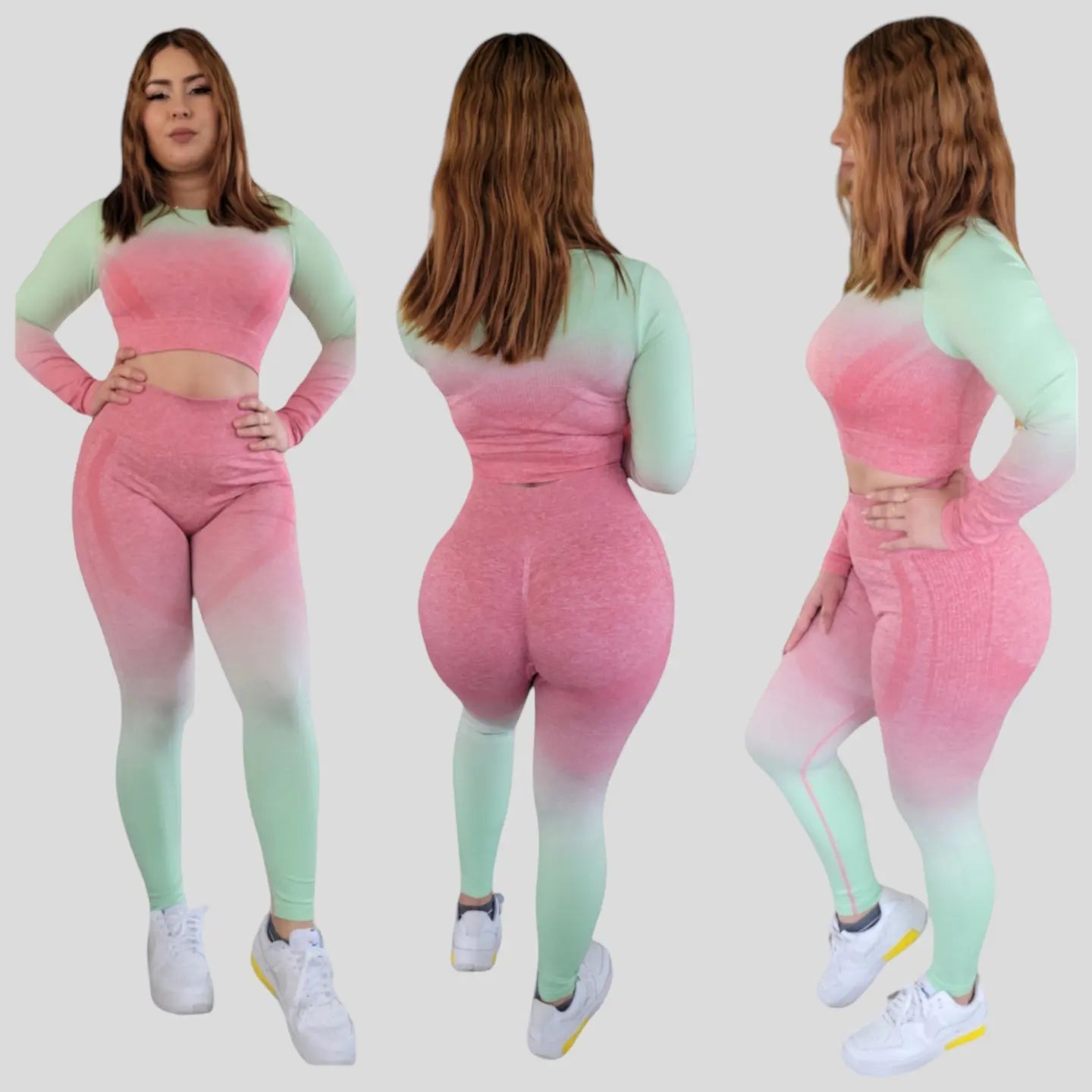 Conjunto de yoga de mujeres arcoiris