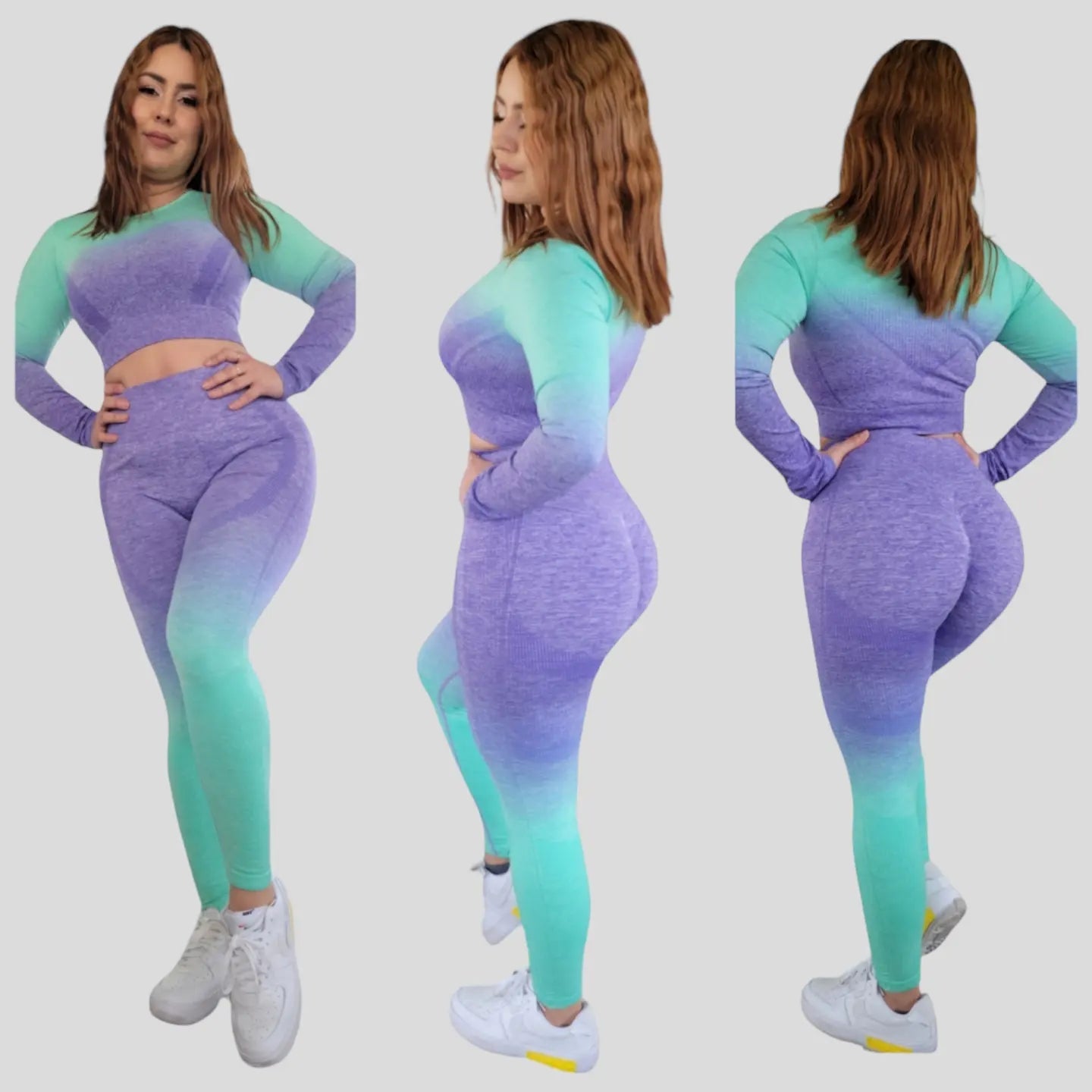 Conjunto de yoga de mujeres arcoiris